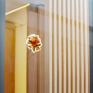 Kiss Cut Vinyl Decals Orange Red Flowers Pop Art Style - Dipaliz - Decorative Stickers