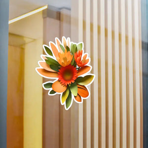 Kiss Cut Vinyl Decals Orange Red Flowers Pop Art Style - Dipaliz - Decorative Stickers