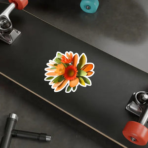 Kiss Cut Vinyl Decals Orange Red Flowers Pop Art Style - Dipaliz - Decorative Stickers