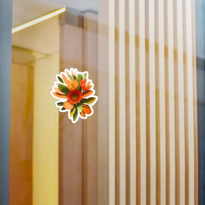 Kiss Cut Vinyl Decals Orange Red Flowers Pop Art Style - Dipaliz - Decorative Stickers