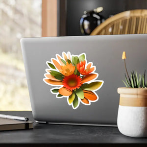 Kiss Cut Vinyl Decals Orange Red Flowers Pop Art Style - Dipaliz - Decorative Stickers