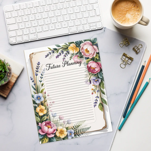 Floral Future Planning Notepad - Tear-away 8.5x11 - Dipaliz - Notepads