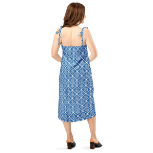 Floral Geometric Hexagon Midi Dress Breezy Tie-strap Dipaliz - Dresses - Xs