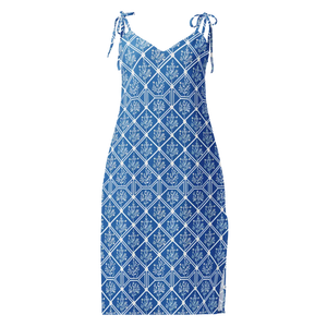 Floral Geometric Hexagon Midi Dress Breezy Tie-strap Dipaliz - Dresses - Xs