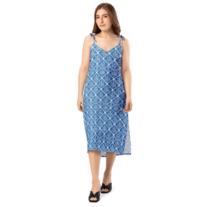 Floral Geometric Hexagon Midi Dress Breezy Tie-strap Dipaliz - Dresses - Xs
