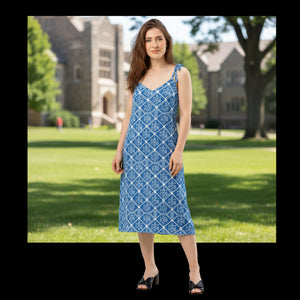 Floral Geometric Hexagon Midi Dress Breezy Tie-strap Dipaliz - Dresses - Xs