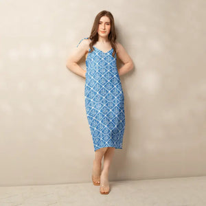 Floral Geometric Hexagon Midi Dress Breezy Tie-strap Style Dipaliz - Xs - Dresses