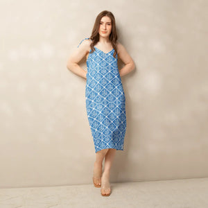 Floral Geometric Hexagon Midi Dress Breezy Tie-strap Dipaliz - Dresses - Xs