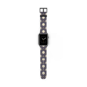 Watch Band - Faux Leather Floral Geometric Pattern - Dipaliz - 42 - 45 Mm / Black Matte - Bands