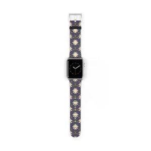 Watch Band - Faux Leather Floral Geometric Pattern - Dipaliz - 42 - 45 Mm / Silver Matte - Bands