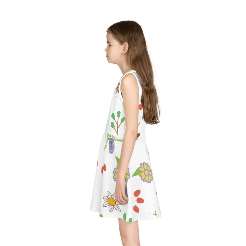 Floral Girls’ Sleeveless Sundress: Summer’s Darling Delight - All Over Prints