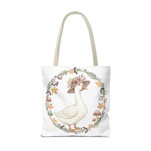 Floral Goose Tote Bag, Whimsical Farmhouse Eco Shopper - Bags