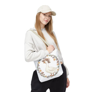 Floral Goose Tote Bag, Whimsical Farmhouse Eco Shopper - Bags