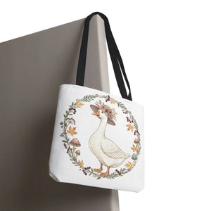 Floral Goose Tote Bag, Whimsical Farmhouse Eco Shopper - Bags