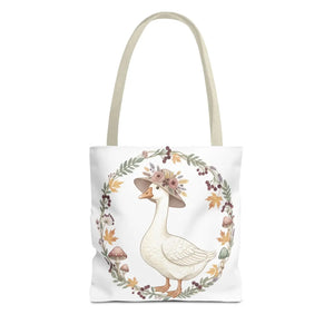 Floral Goose Tote Bag, Whimsical Farmhouse Eco Shopper - Bags