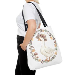 Floral Goose Tote Bag, Whimsical Farmhouse Eco Shopper - Bags
