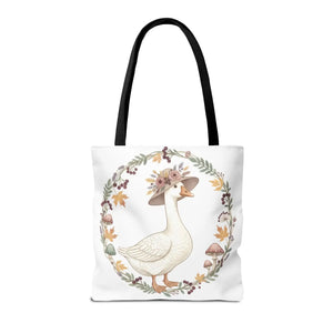 Floral Goose Tote Bag, Whimsical Farmhouse Eco Shopper - Bags