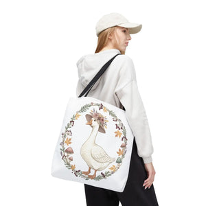 Floral Goose Tote Bag, Whimsical Farmhouse Eco Shopper - Bags