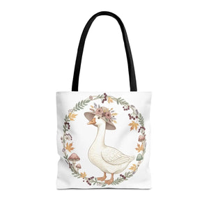 Floral Goose Tote Bag, Whimsical Farmhouse Eco Shopper - Bags