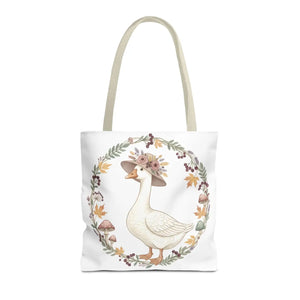 Floral Goose Tote Bag, Whimsical Farmhouse Eco Shopper - Bags