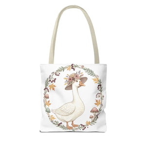 Floral Goose Tote Bag, Whimsical Farmhouse Eco Shopper - Bags