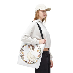 Floral Goose Tote Bag, Whimsical Farmhouse Eco Shopper - Bags