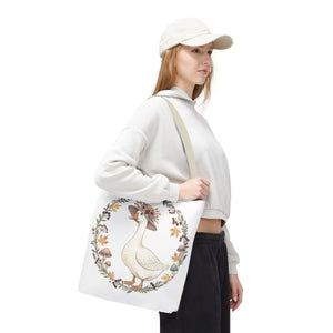 Floral Goose Tote Bag, Whimsical Farmhouse Eco Shopper - Bags