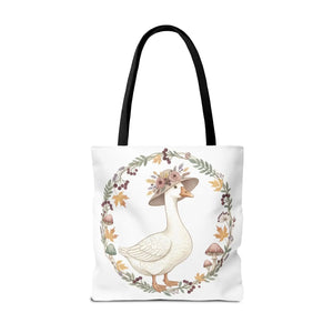 Floral Goose Tote Bag, Whimsical Farmhouse Eco Shopper - Bags