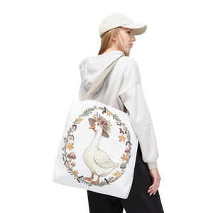 Floral Goose Tote Bag, Whimsical Farmhouse Eco Shopper - Bags