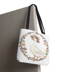 Floral Goose Tote Bag, Whimsical Farmhouse Eco Shopper - Bags