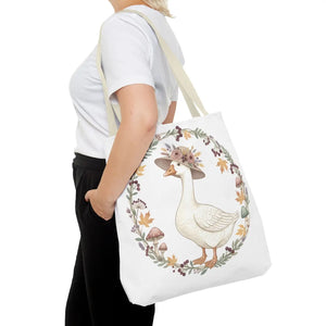 Floral Goose Tote Bag, Whimsical Farmhouse Eco Shopper - Bags
