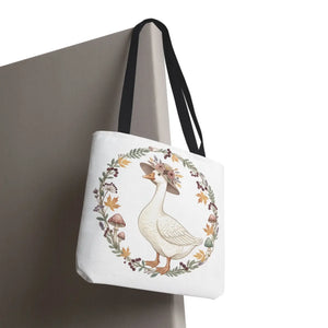 Floral Goose Tote Bag, Whimsical Farmhouse Eco Shopper - Bags