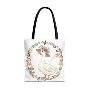 Floral Goose Tote Bag, Whimsical Farmhouse Eco Shopper - Bags
