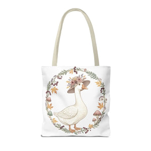 Floral Goose Tote Bag, Whimsical Farmhouse Eco Shopper - Bags
