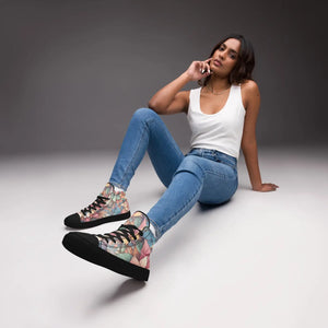 Bold Floral Graphic High Tops Canvas Sneakers - Dipaliz