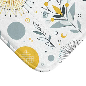 Floral Grey Pattern Yellow Bath Mat - Stylish Comfort - Dipaliz - Pillowcases & Shams