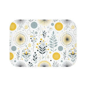 Floral Grey Pattern Yellow Bath Mat - Stylish Comfort - Dipaliz - 24’’ × 17’’ - Pillowcases & Shams