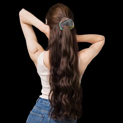 Elevate your Look with a Floral Grey Recycled Scrunchie - Hair Accessory