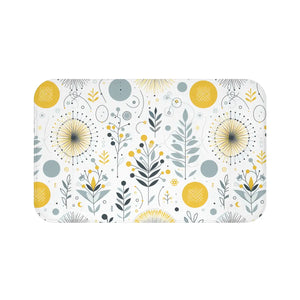 Floral Grey Pattern Bath Mat – Yellow Design - Dipaliz - Pillowcases & Shams