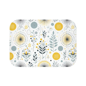 Floral Grey Pattern Bath Mat – Yellow Design - Dipaliz - Pillowcases & Shams