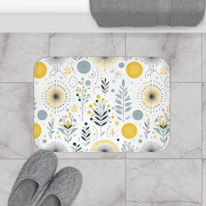 Floral Grey Pattern Bath Mat – Yellow Design - Dipaliz - Pillowcases & Shams