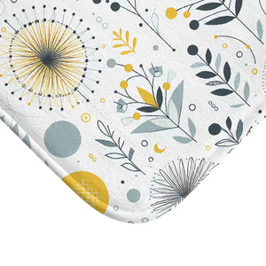 Floral Grey Pattern Bath Mat – Yellow Design - Dipaliz - Pillowcases & Shams