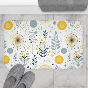 Floral Grey Pattern Bath Mat – Yellow Design - Dipaliz - Pillowcases & Shams