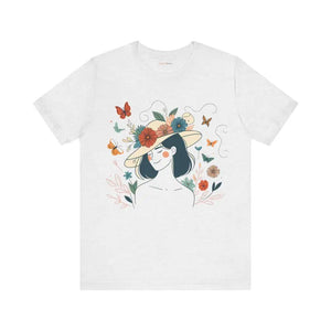 Unisex Jersey Short Sleeve Tee Floral Hat Design - Dipaliz - Ash / s - T-shirts