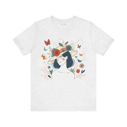 Floral Hat Unisex Jersey Short Sleeve Tee - Style & Comfort - Ash / s T-shirt