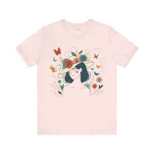 Unisex Jersey Short Sleeve Tee Floral Hat Design - Dipaliz - Soft Pink / s - T-shirts