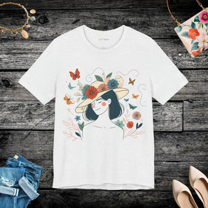 Unisex Jersey Short Sleeve Tee Floral Hat Design - Dipaliz - T-shirts