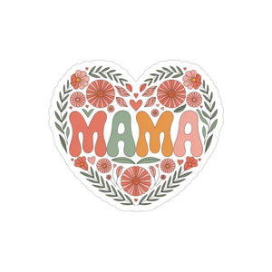 Heart Mama Outdoor Sticker - Vibrant Floral Charm - Dipaliz - 4’’ × / Die-cut / Transparent - Decorative Stickers