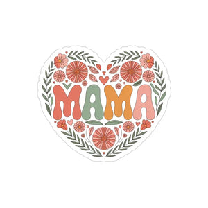Heart Mama Outdoor Sticker - Vibrant Floral Charm - Dipaliz - 5’’ × / Die-cut / Transparent - Decorative Stickers