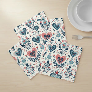 Floral Heart Napkins – Boho Table Decor Polyester - Dipaliz - Cloth